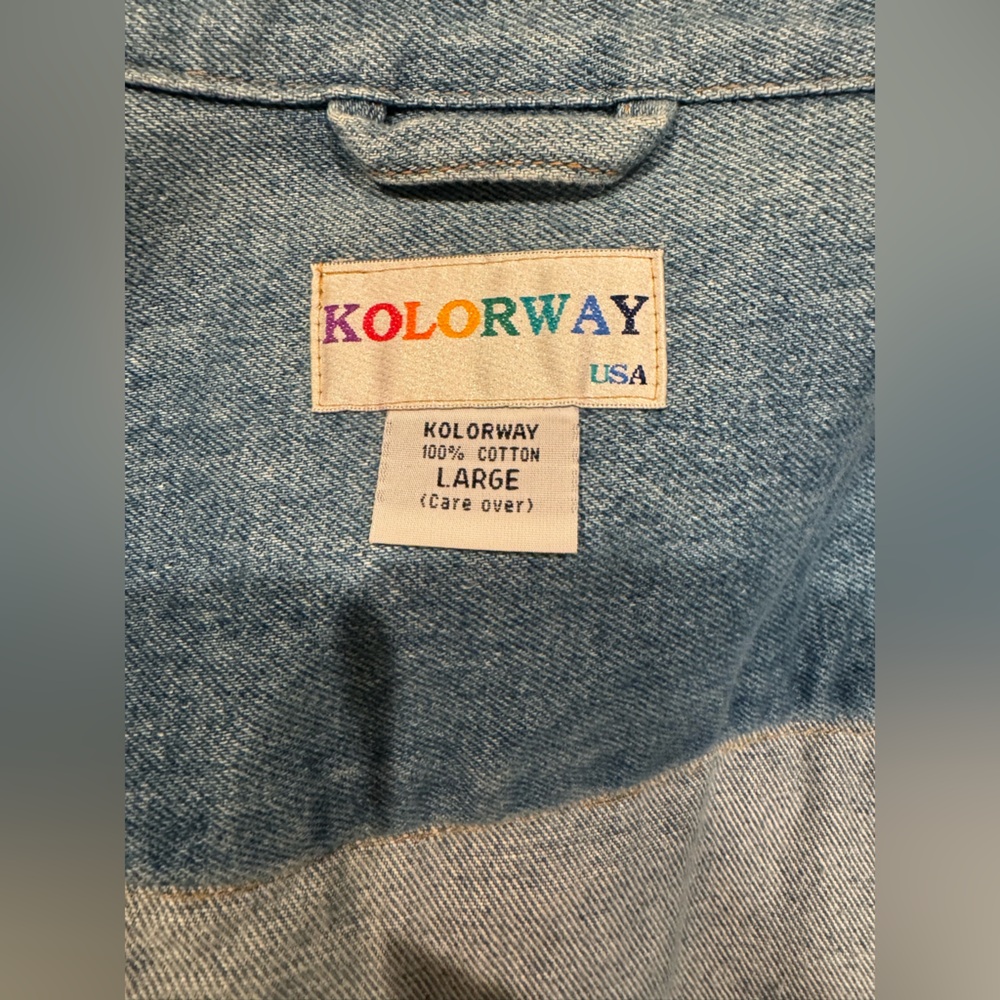Vintage Kolorway USA Denim Jacket with Colorful Embroidered Art - Picture 8 of 8